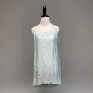 Victoria's Secret Baby Blue Silk Blend Nighty Chemise Lingerie Medium